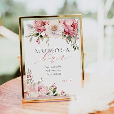 momosa bar elegant pink floral baby shower sign