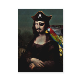 Small Mona Lisa Pirate Captain With Mustache Business Invitations Front View
