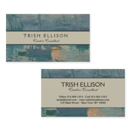 Small Monet Sunrise Marine Impressionism Painting Business Invitations Front View