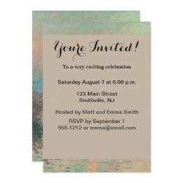 Small Monet Sunset Seine Fine Art Impressionism Invitation Front View