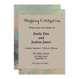Small Monet Sunset Seine Fine Art Impressionism Invitation Front View