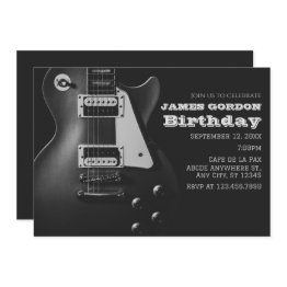 Small Monochrome Electric Guitar Invitation Front View