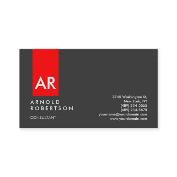 monogram gray red modern consultant business invitations