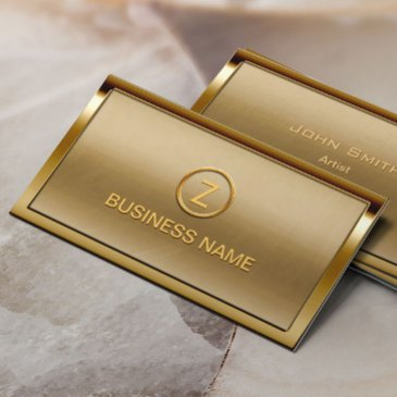 monogram logo gold frame modern bronze business invitations