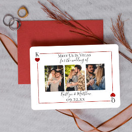 Small Monogram Playing Invitations Wedding 3 Photo Front View