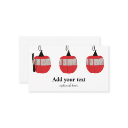 Small Monogram Retro Red Ski Gondola Lift Personalized Enclosure Invitations Front View