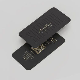 Small Monogram Software Engineer Modern Black Gold Business Invitations Front View