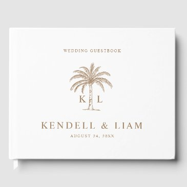 monogram wedding logo palm tree guest book