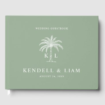 monogram wedding logo palm tree guest book