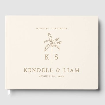 monogram wedding logo palm tree guest book