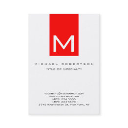 Small Monogram White Red Stripe Chubby Business Invitations Front View