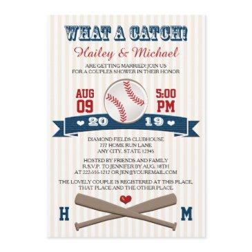 monogrammed baseball couples wedding shower invitation