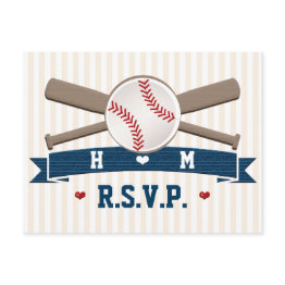 Small Monogrammed Baseball Wedding Rsvp Postinvitations Front View