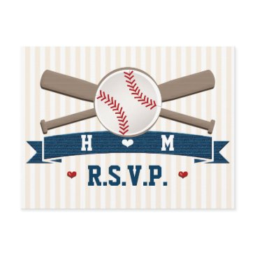 monogrammed baseball wedding rsvp postinvitations