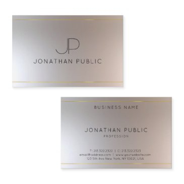 monogrammed gold silver look elegant modern business invitations