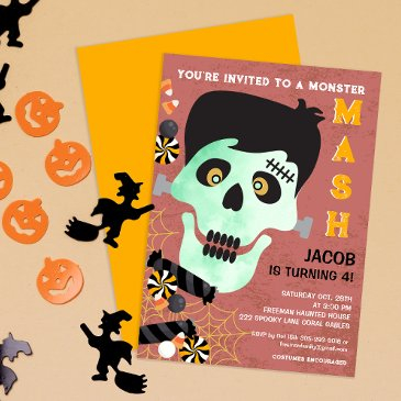 monster mash halloween birthday invite