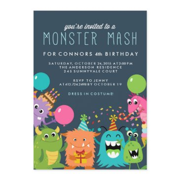 monster mash kids birthday party invitation invite