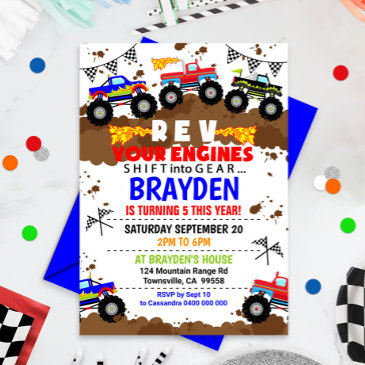monster truck birthday invitation monster truck