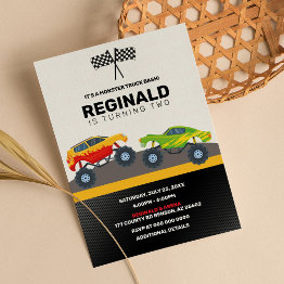 Small Monster Truck Boy Racing Birthday Jam Invitation Front View