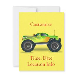 Small Monster Truck Thunder_cove Invitation Front View