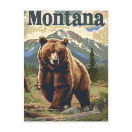 Small Montana Grizzly Vintage Postinvitations Front View