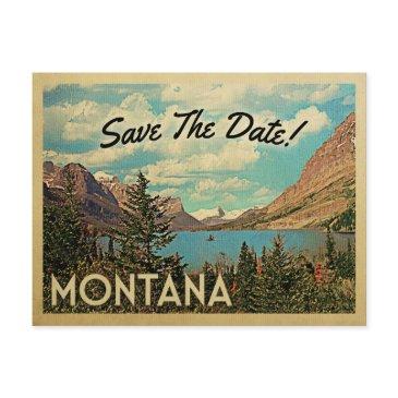 montana save the date vintage glacier park lake announcement postinvitations