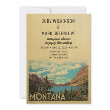 montana wedding invitation vintage glacier lake