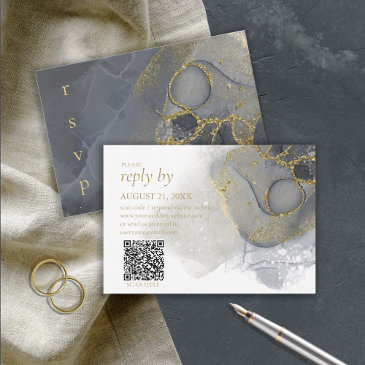 moody ink charcoal gold abstract id988 rsvp invitations