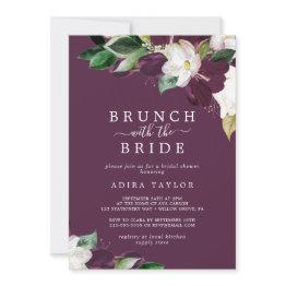 Small Moody Plum Brunch With The Bride Bridal Shower Invitation Front View