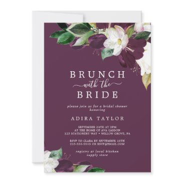 moody plum brunch with the bride bridal shower invitation