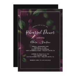 Small Moody Purple Blooms Pattern Rehearsal Dinner Invitation Front View