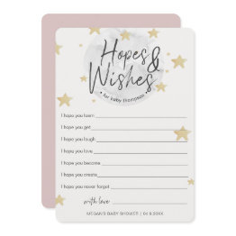 Small Moon Starts Hopes & Wishes Girl Baby Shower Invitations Front View