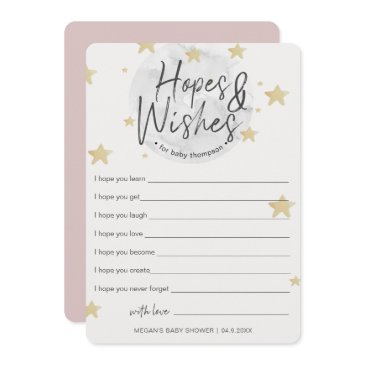 moon starts hopes & wishes girl baby shower invitations