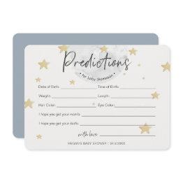 Small Moon Starts Predictions Boy Baby Shower Invitations Front View