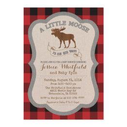 Small Moose Baby Shower Invitation Front View