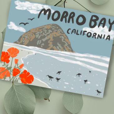 morro bay central california illustration beach postinvitations