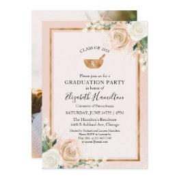 Small Mortar And Pestle Rx Pharmacy School Grad Photo Invitation Front View