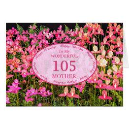 Small Mother 105th Birthday With Pink Flowers Front View