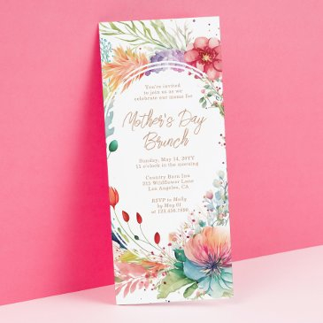 mother's day brunch watercolor wildflowers floral invitation
