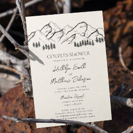 Small Mountain Pine Tree Rustic Outdoor Couples Shower Invitation Front View