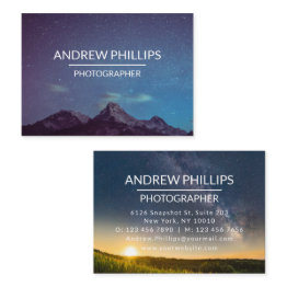 Small Mountain Starry Silhouette Sunrise Custom Business Business Invitations Front View