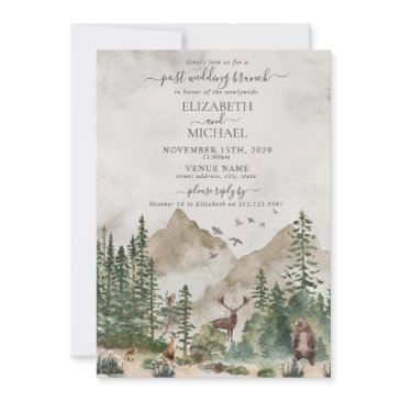 mountain woodland animal post wedding brunch invitation