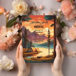 Small Mountains Adventure Boho Rustic Bridal Shower Invitation Front View