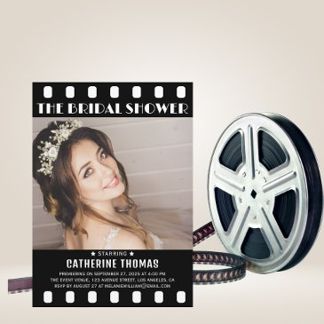 movie poster film strip black white bridal shower invitation