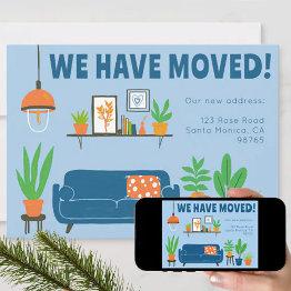 Small Moving Announcement Address Cute Living Room Invitations Front View