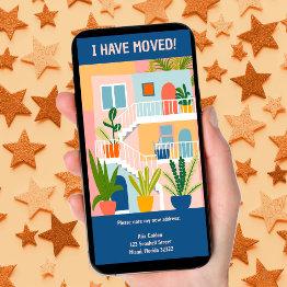 Small Moving Announcement New Apartment Tree-free Invitations Front View