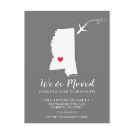 Small Moving Announcement State Mississippi Post Invitations Front View