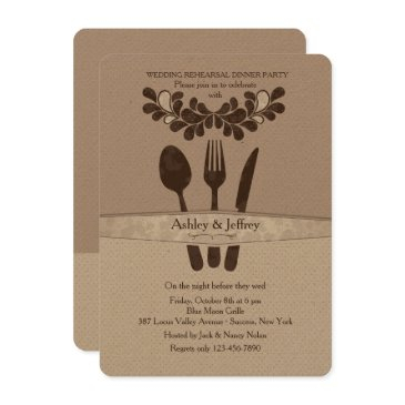 mr. and mrs. utensils rehearsal dinner party invitation