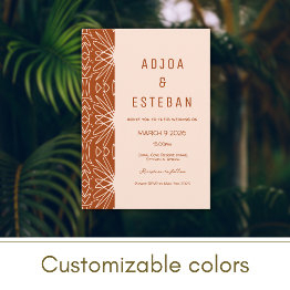Small Mudcloth Tribal Pattern Boho Wedding Invitation Front View