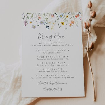 multicolor floral wedding kissing menu game invitations